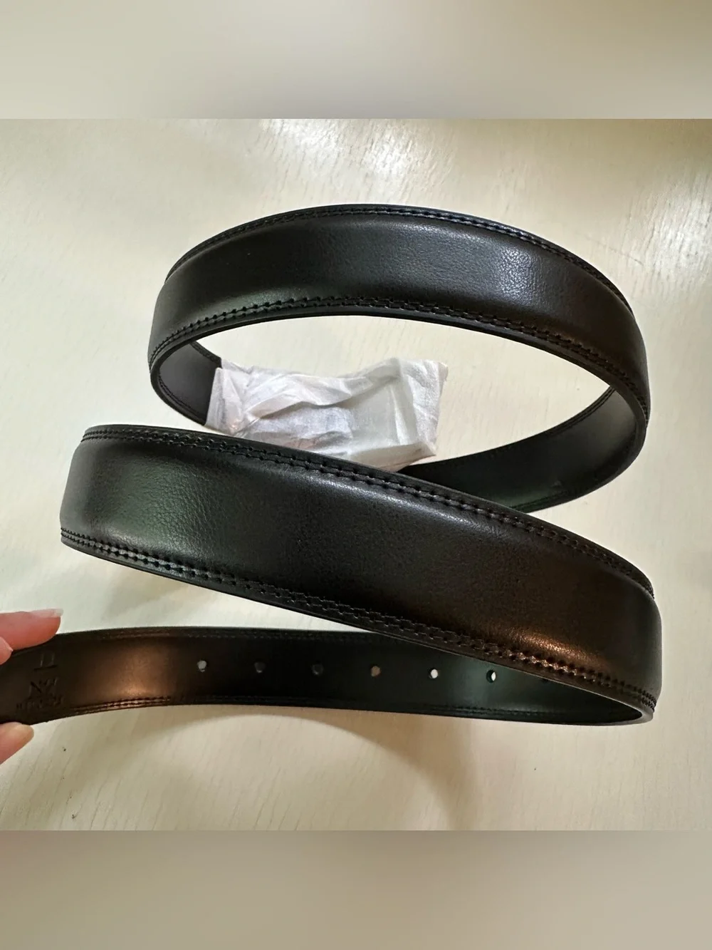 MILORDE Men's Leather Dress Belt 2~Pack Black/Brown Size 40